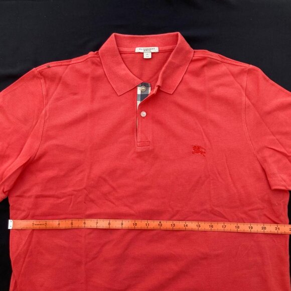 Burberry Brit Men Short Sleeve Shirt Nova Check Red Cotton Pique Polo - Picture 14 of 16